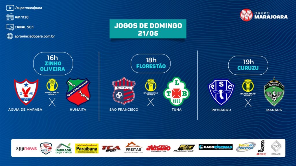 ⚽ ÁGUIA DE MARABÁ X HUMAITÁ | SÃO FRANCISCO X TUNA | PAYSANDU X MANAUS – FUTEBOL É NA SUPER!