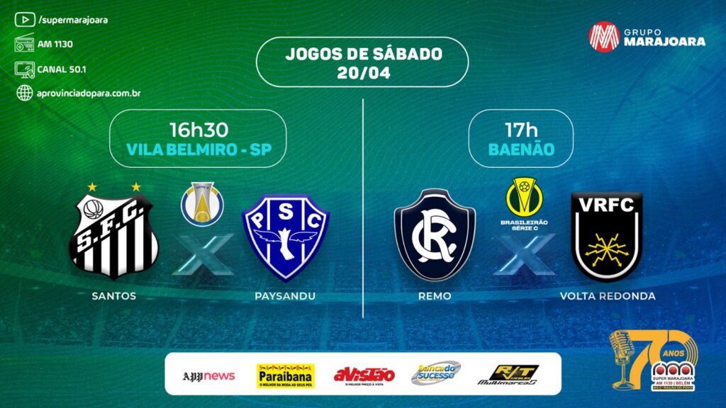 ⚽ SANTOS X PAYSANDU | REMO X VOLTA REDONDA – CAMPEONATO BRASILEIRO