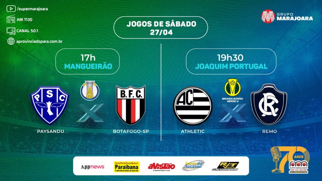 ⚽ PAYSANDU X BOTAFOGO-SP | ATHLETIC X REMO – CAMPEONATO BRASILEIRO